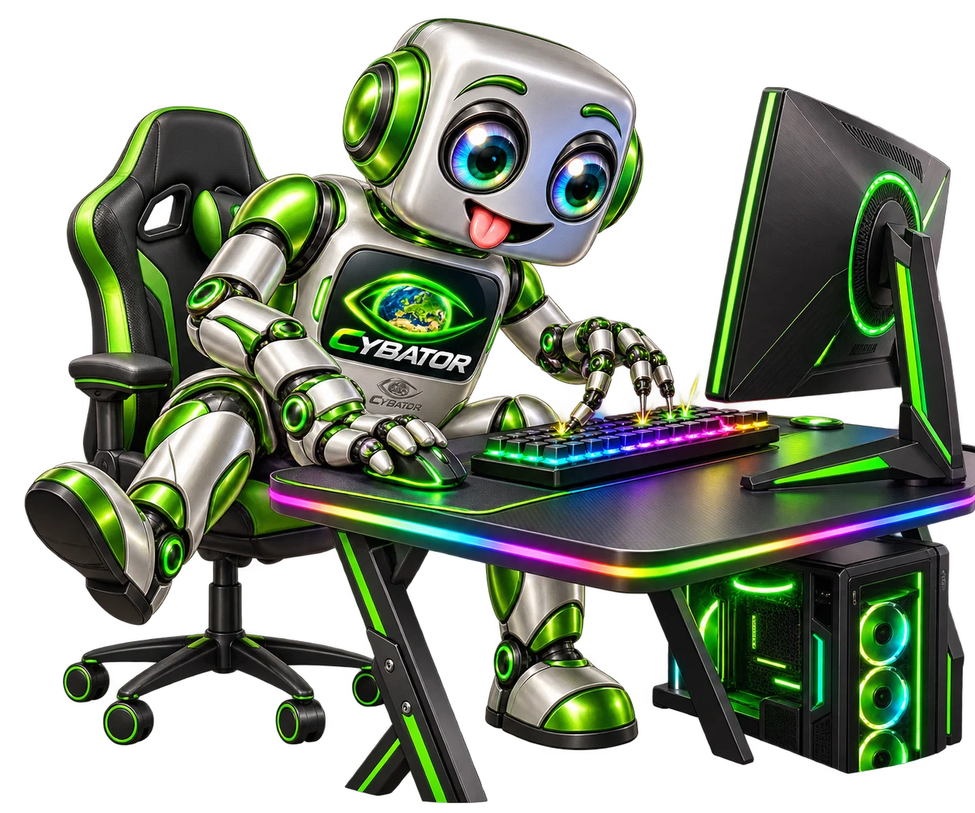 Cybator at a gaming PC