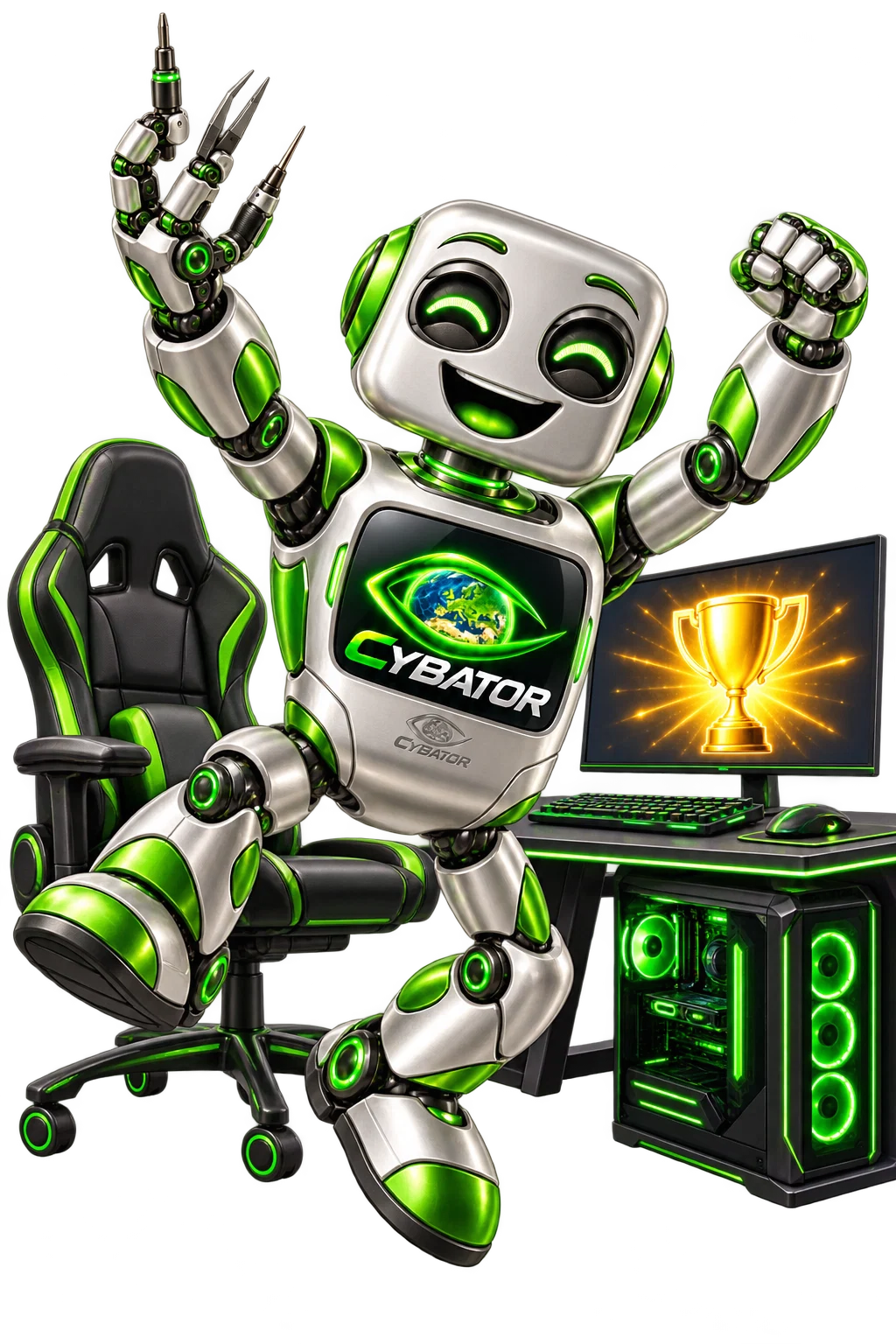 Cybator celebrating a gaming victory